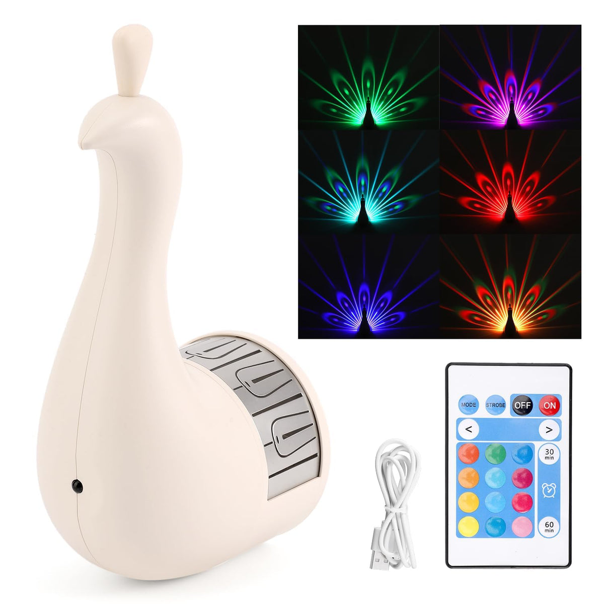 Peacock LED Projection Night Light Lamp