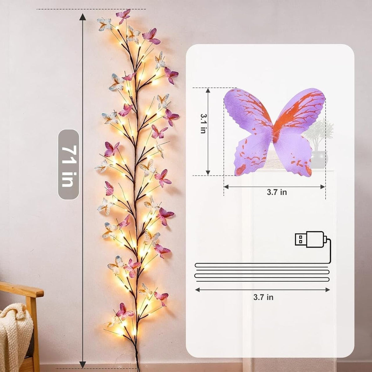 Butterfly LED Tree Branch Wall Lights