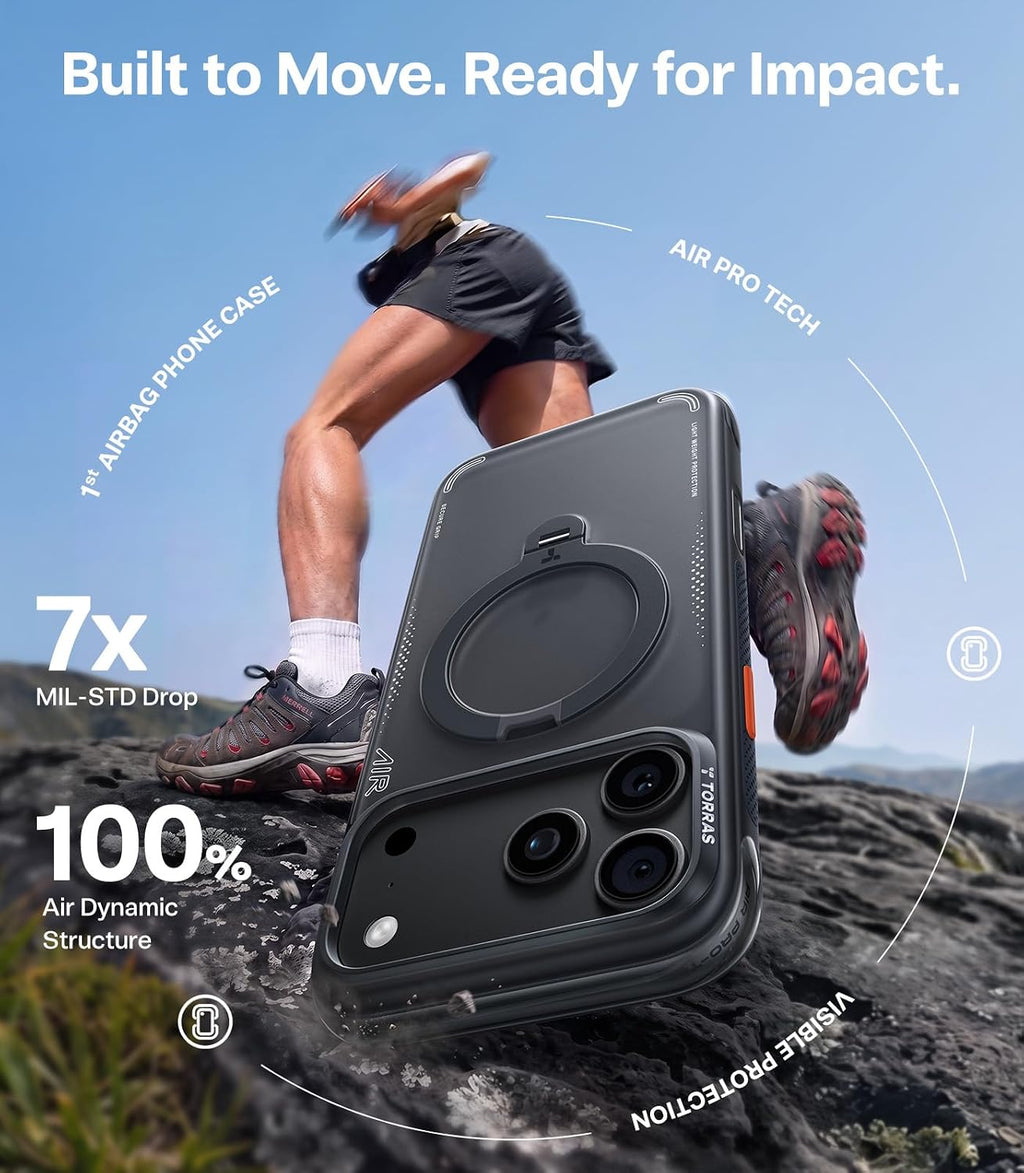 AirGuard Pro Magnetic Shockproof Case for iPhone with 360° Stand & Airbag Protection phone cover