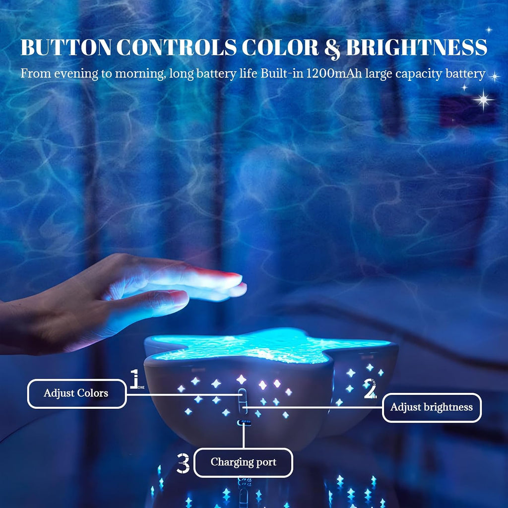 Ocean Wave Projector Night Light with LED Water Ripple Effects