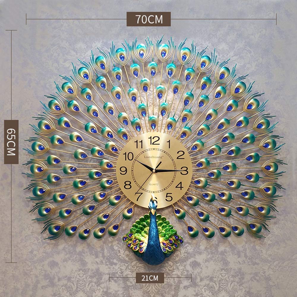 Luxury Peacock Crystal Wall Clock