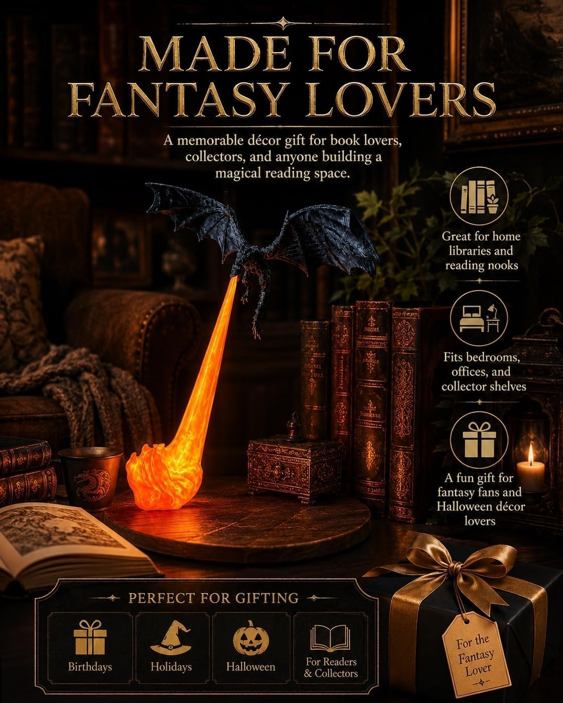 Dragon Fire LED Book Nook