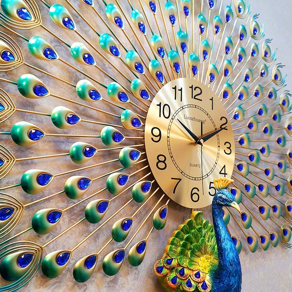Luxury Peacock Crystal Wall Clock