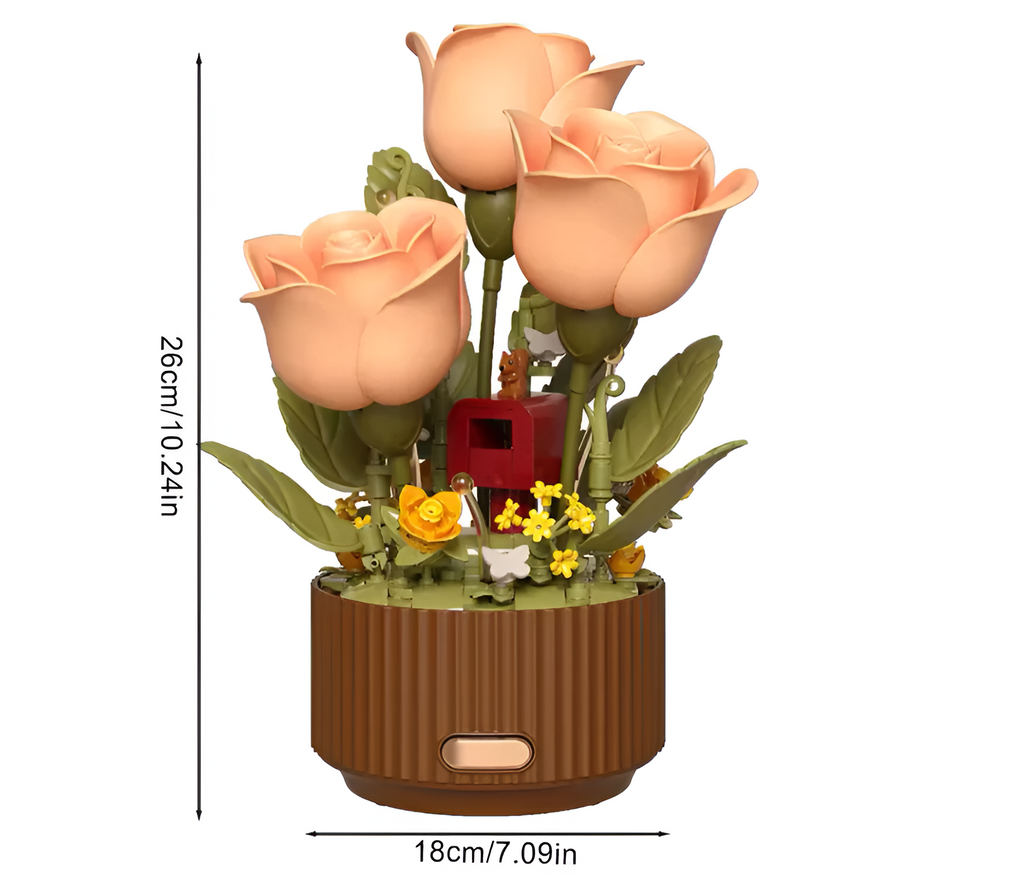 Blooming Rose Building Blocks Decorative Flower Lamp