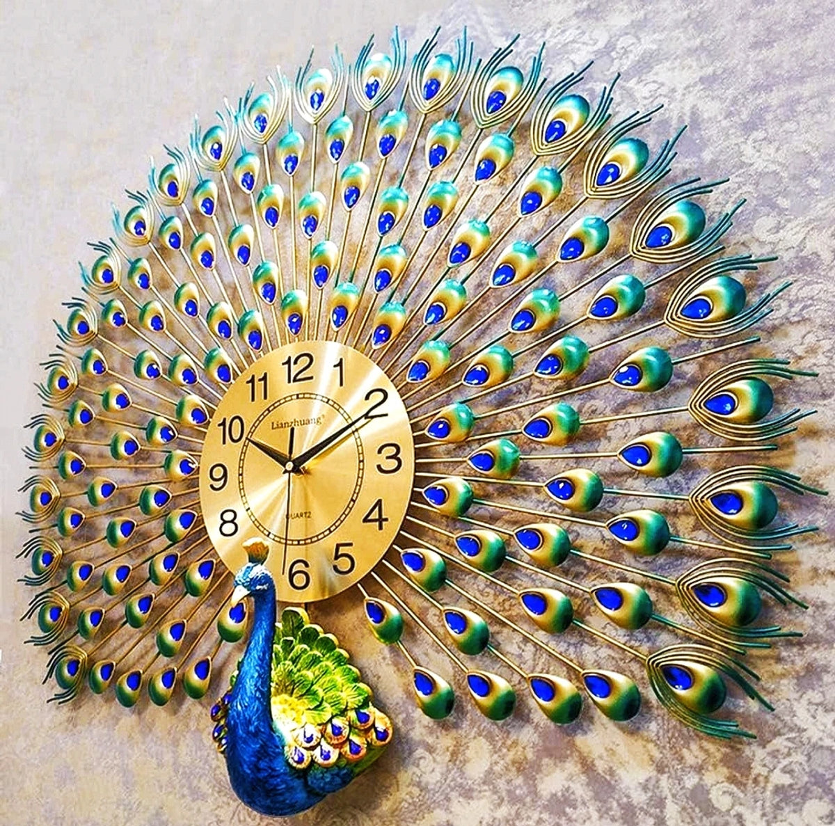 Luxury Peacock Crystal Wall Clock